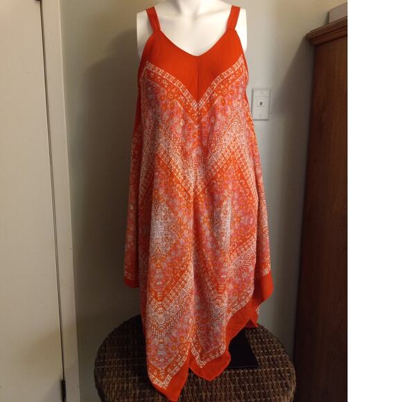 My Michelle Handkerchief Print Sleeveless Dress Sz Medium Hanky Hem Festival - Picture 1 of 10